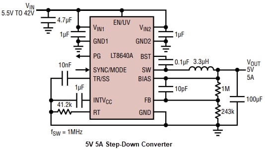 Application Circuit Diagram - Analog Devices Inc. LT8640A Step-Down Regulators